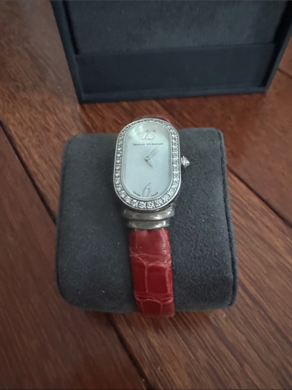 David Yurman Oval Diamond Bezel Watch with Red Strap - Picture 4 of 6
